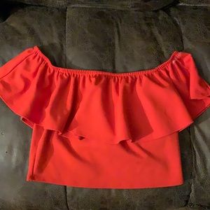 Large Red Off shoulder crop top